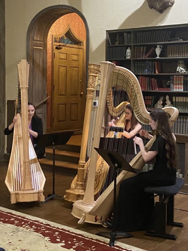 tcu harp ensemble playing chandorgardens 2023 w